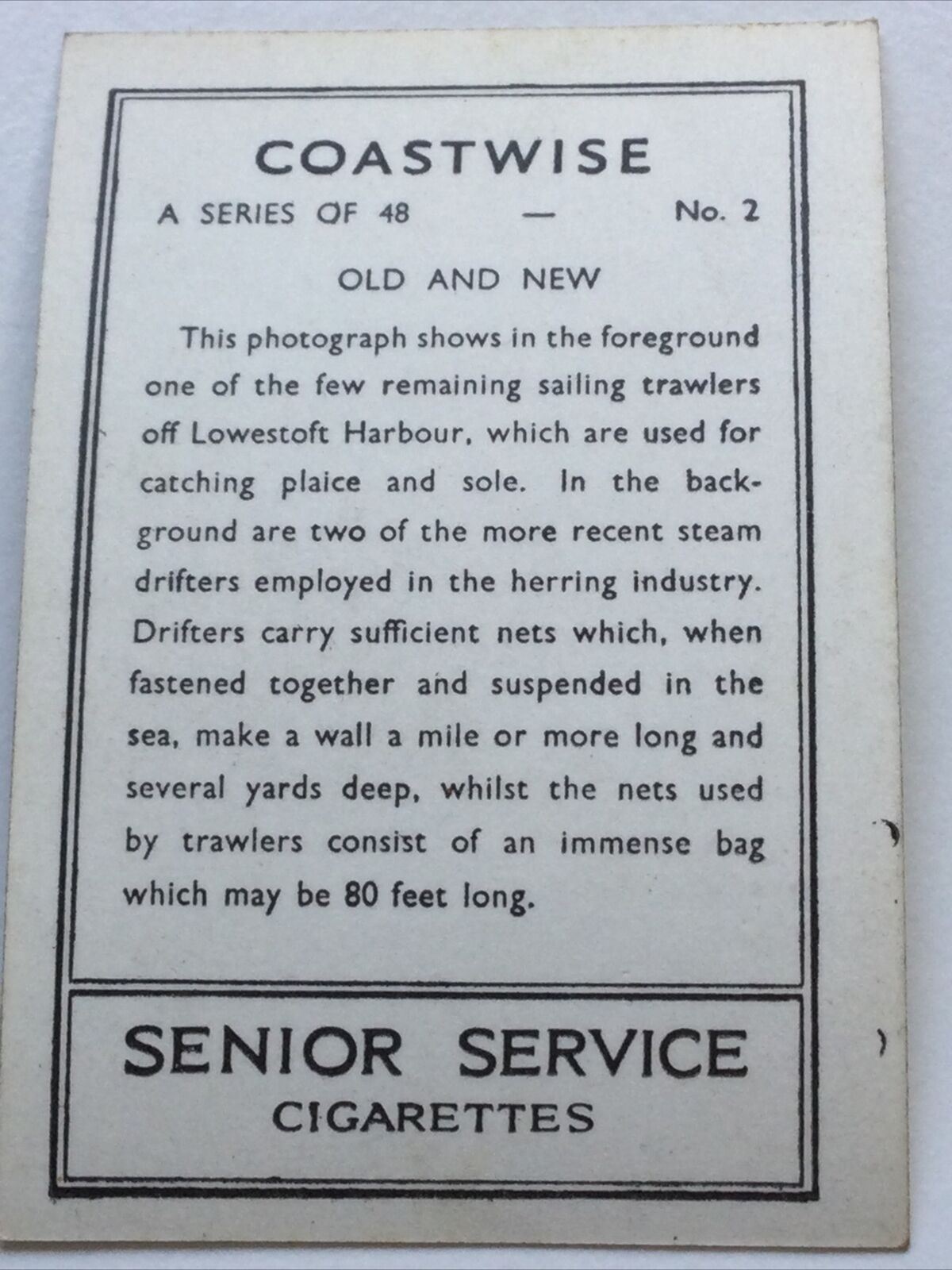 Vintage Senior Service Cigarette Card - Lowestoft Harbour - 1939 1930s - Coastwise No.2