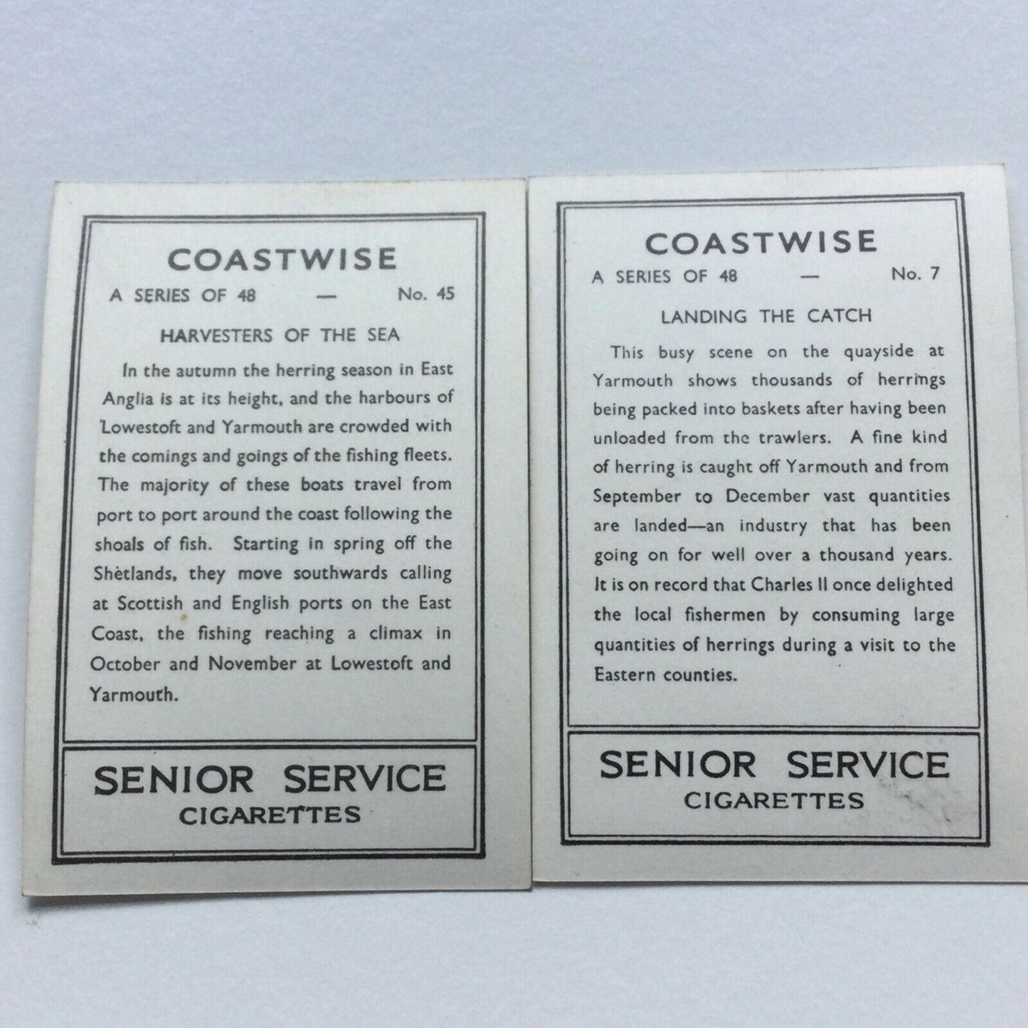 Vintage Senior Service Photos Cigarette Cards Herring Fishing And Landing 1939 1930s COASTWISE