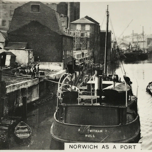 Vintage Cigarette Card - 1939 1930s - Senior Service - Coastwise - No. 32 - Norwich As A Port Inland Waterway Carrow