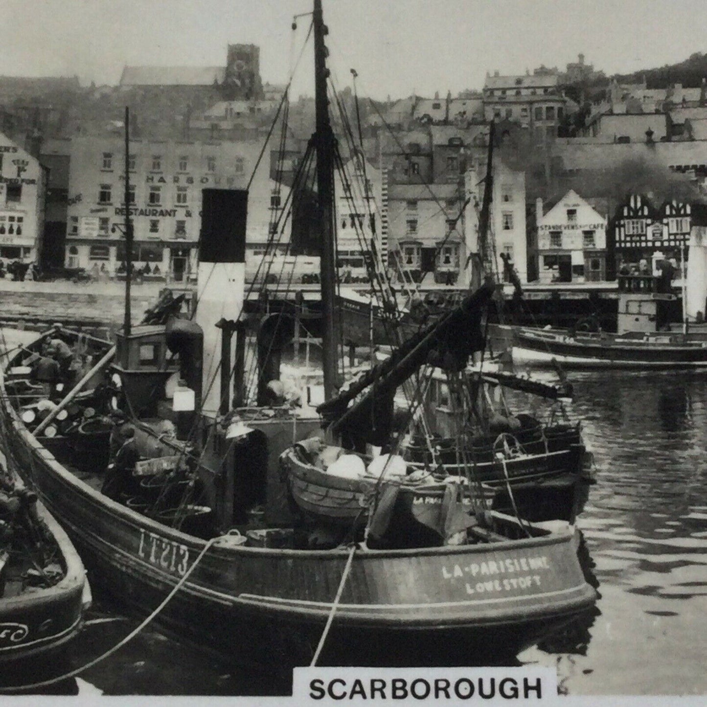 Vintage Senior Service Cigarette Card 1939 Coastwise - No. 47 Scarborough - harbour scene