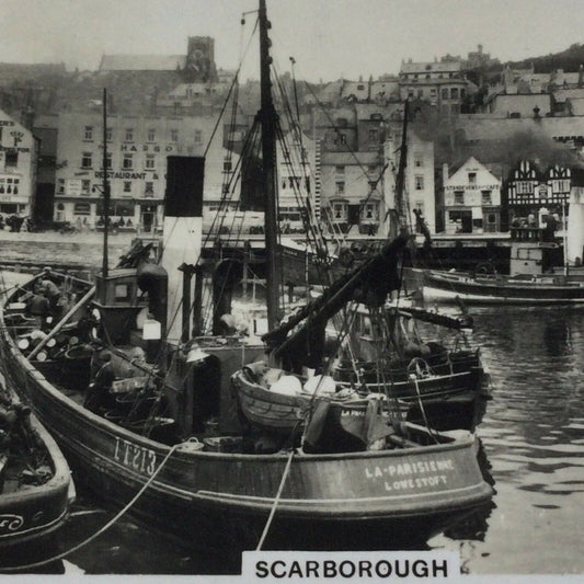 Vintage Senior Service Cigarette Card 1939 Coastwise - No. 47 Scarborough - harbour scene