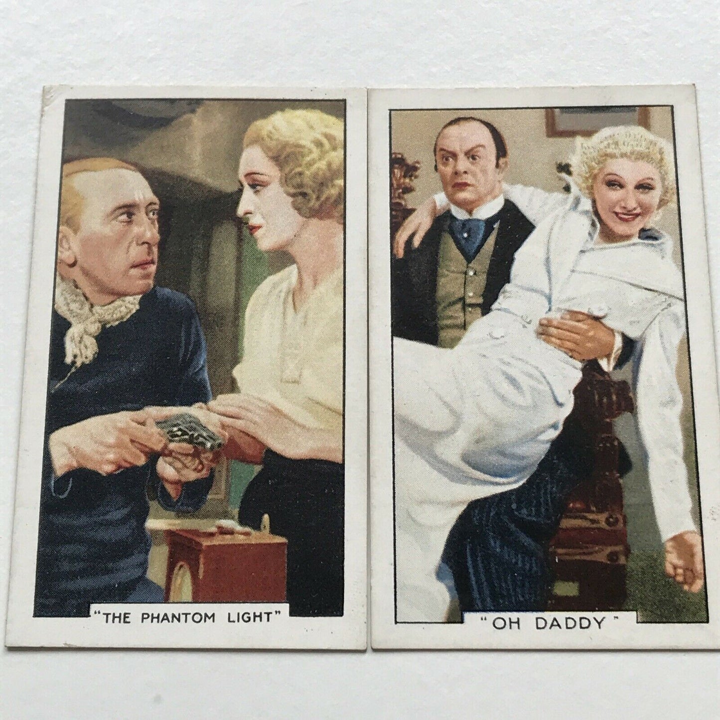 2 x Gallaher Cigarette Cards Famous Film Scenes #18 35 Oh Daddy Phantom Light