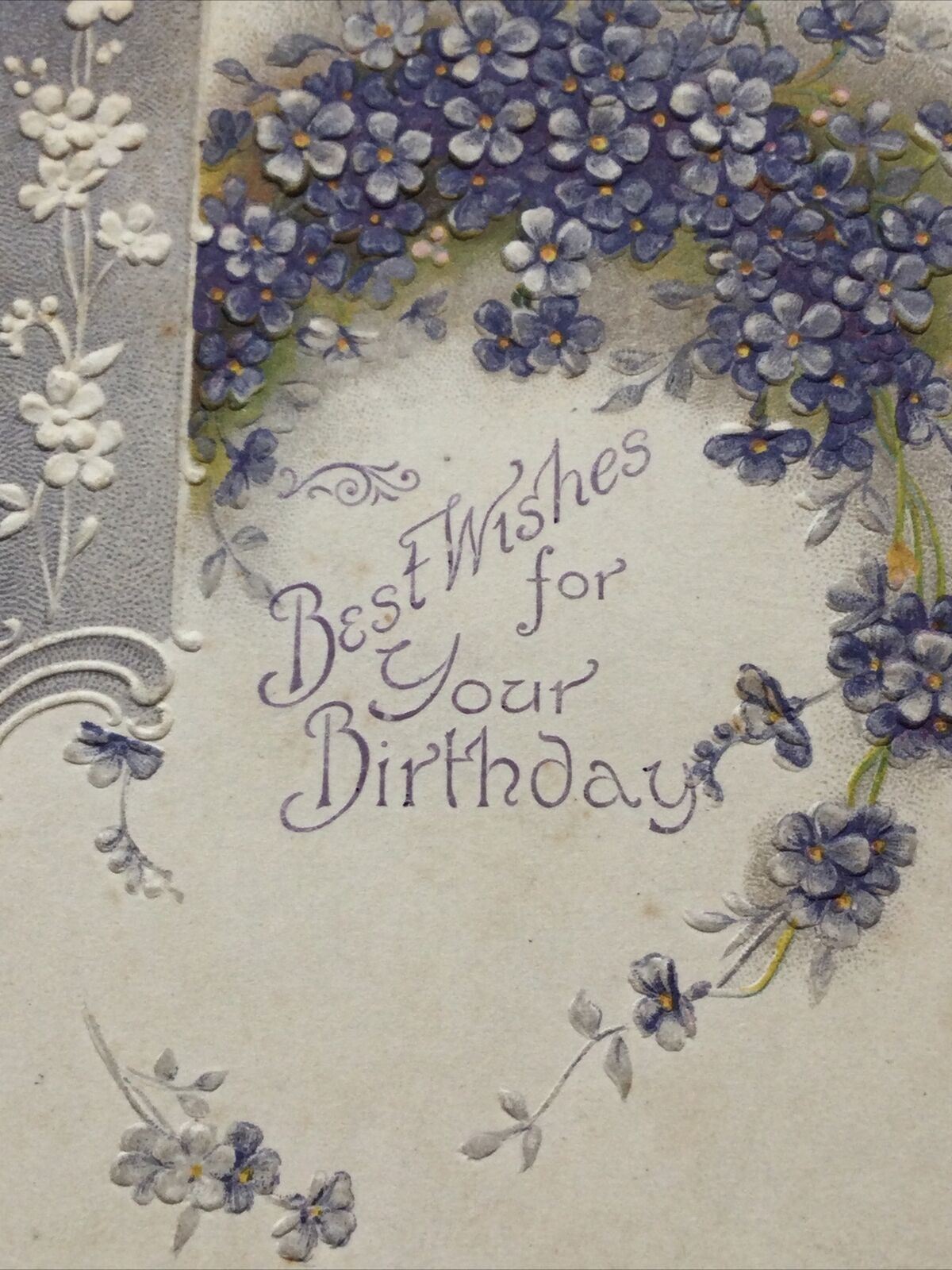 Antique Birthday Postcard Embossed London Address The Florence, Rupert St, Soho