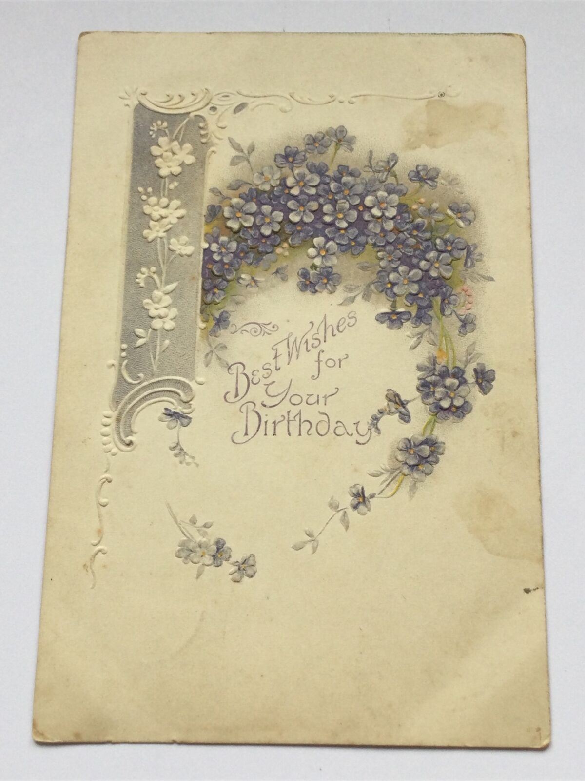 Antique Birthday Postcard Embossed London Address The Florence, Rupert St, Soho
