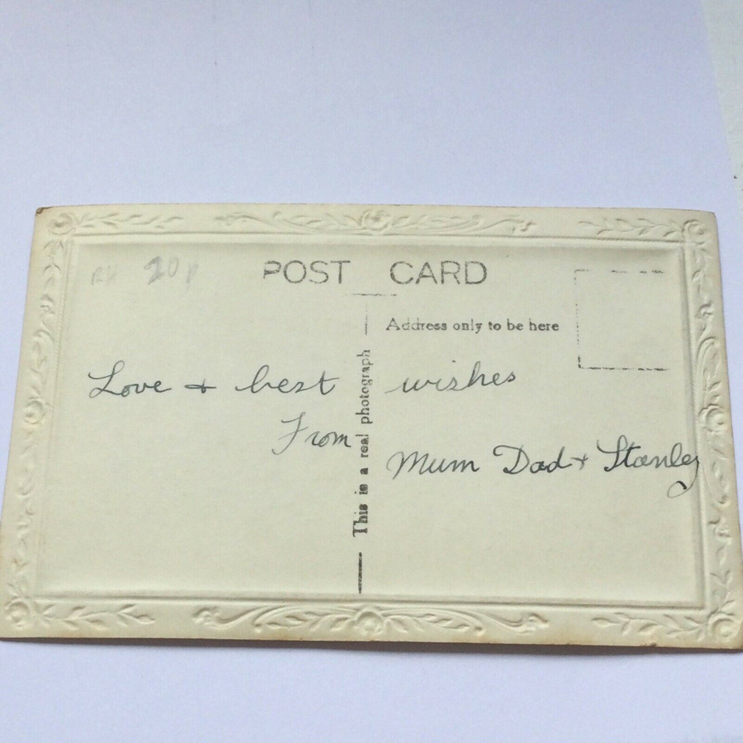 Vintage Wedding Anniversary Postcard - Nice Poem - Pink Rose - Real Photograph - Embossed