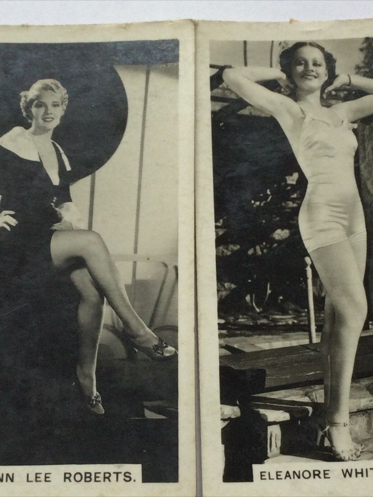 2 x Carreras Cigarette Cards FILM STARS ANN LEE ROBERTS ELEANORE WHITNEY 37 15