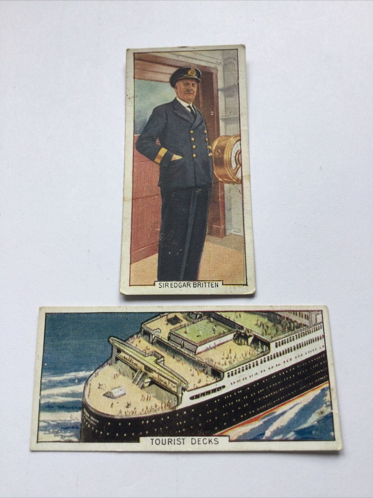 WONDERS OF THE QUEEN MARY MARS BAR TRADE CARDS #2 And #5 Sir Edgar Britten Decks