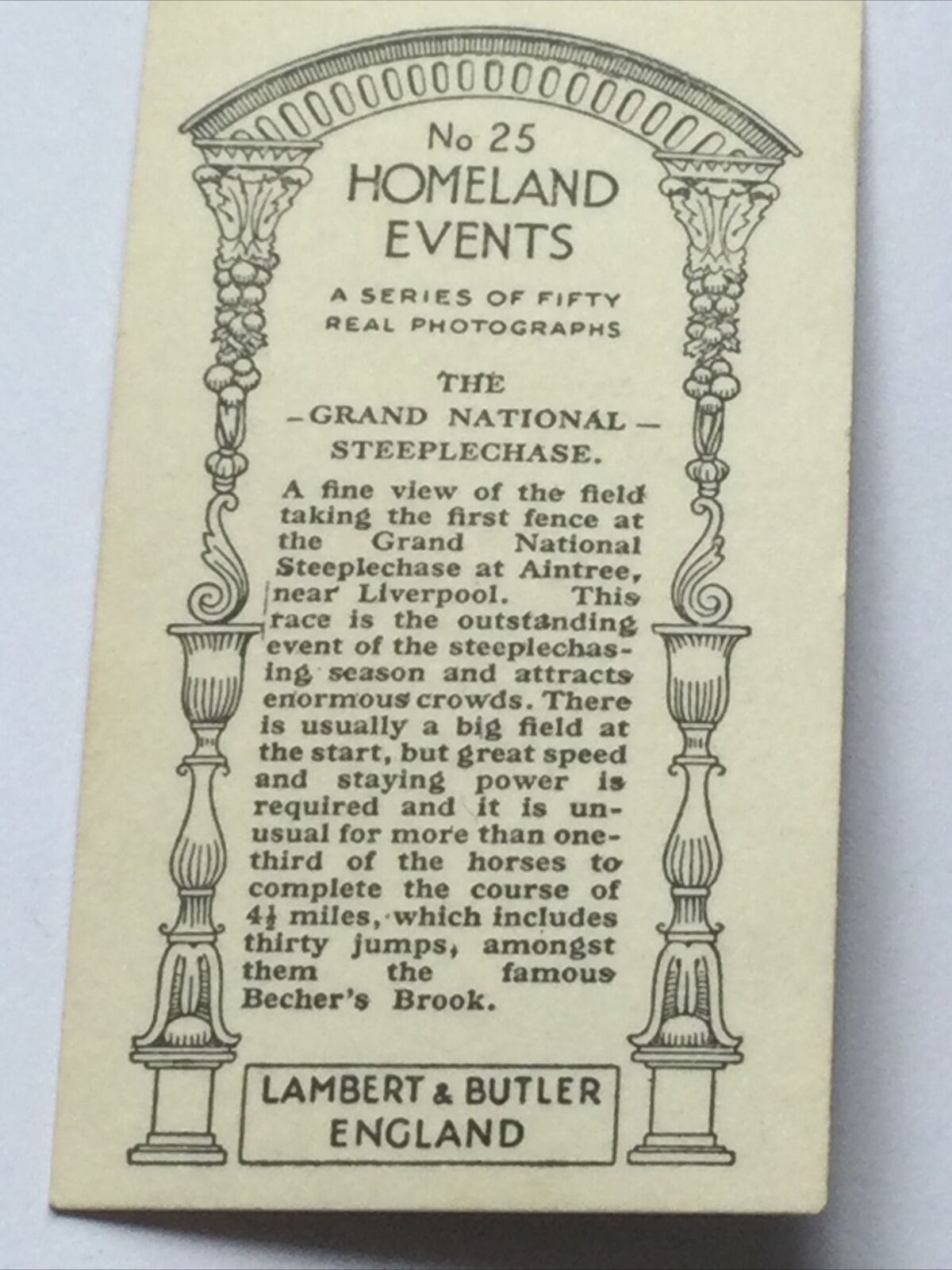 GRAND NATIONAL STEEPLECHASE Lambert & Butler Cigarette Card Real Photo #25/50