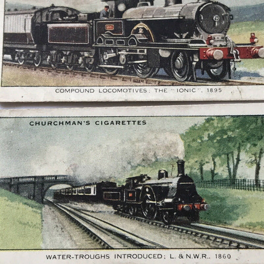 2 x LANDMARKS IN RAILWAY PROGRESS Churchman Cigarette Cards #21 #37 Water Trough