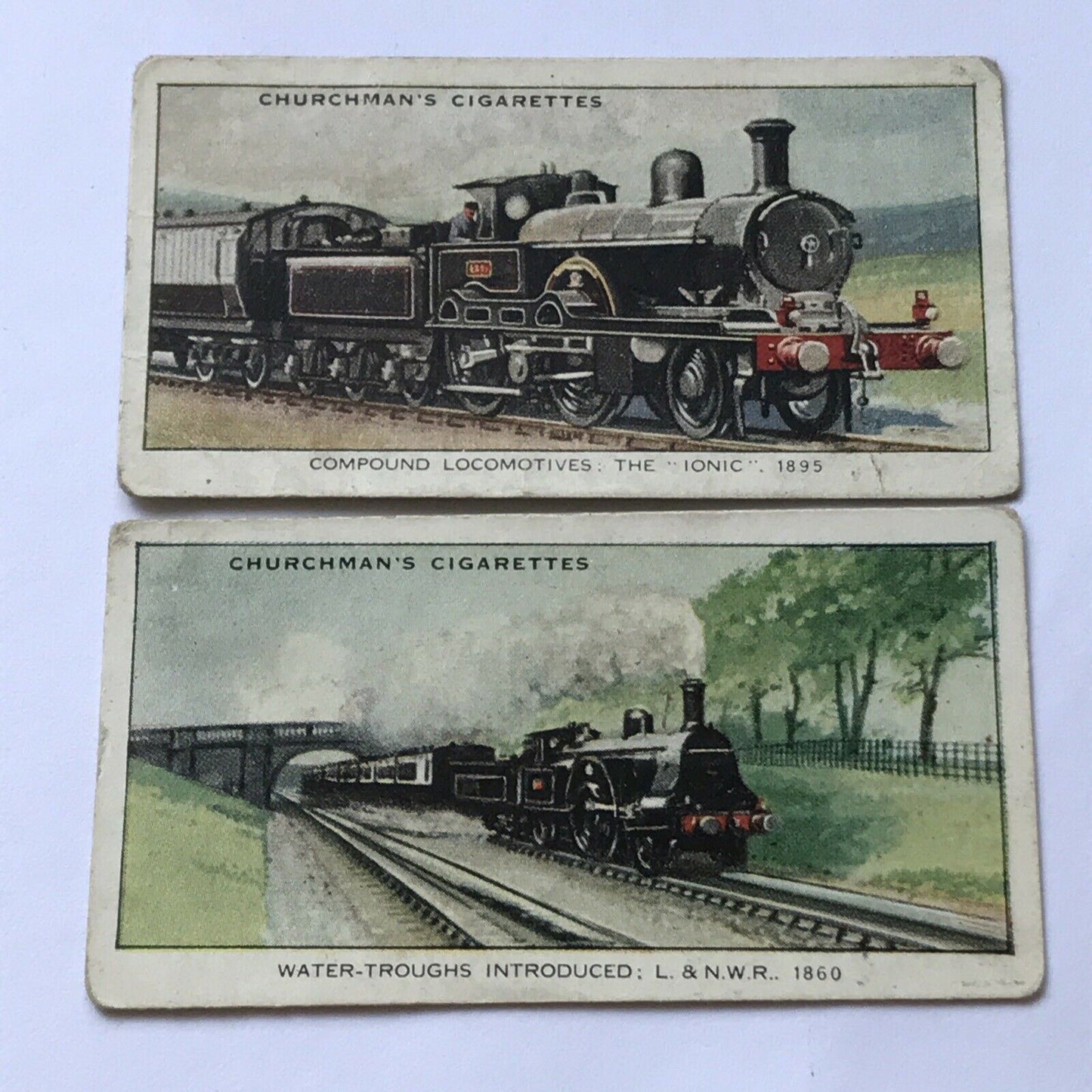 2 x LANDMARKS IN RAILWAY PROGRESS Churchman Cigarette Cards #21 #37 Water Trough