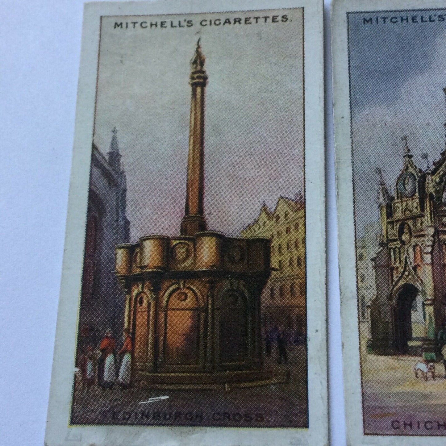 Famous Crosses - Vintage Mitchell Cigarette Cards x2 - #7 Edinburgh - #12 Chichester