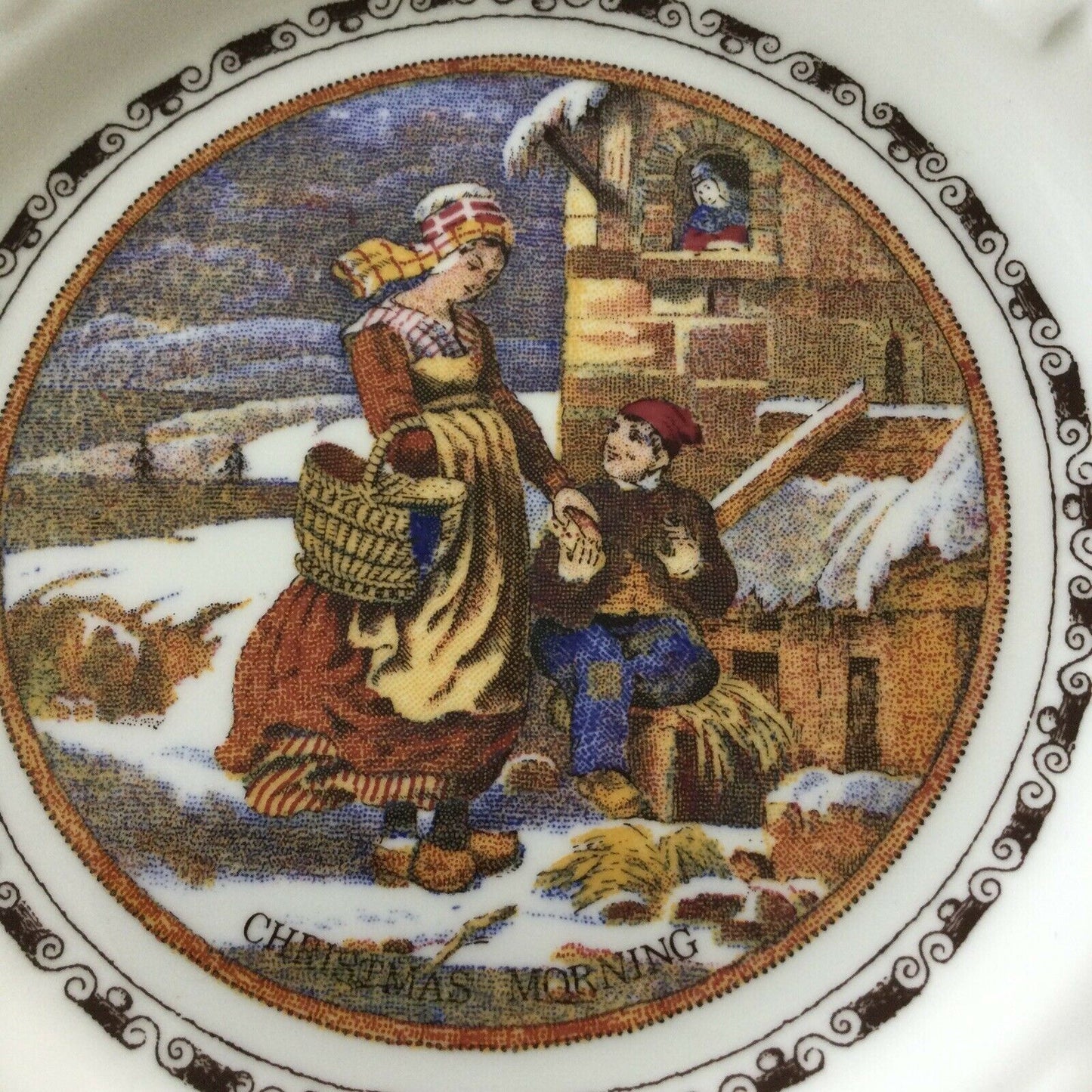 1979 Coalport Collectable Christmas Plate 1970s ‘Christmas Morning’ Image Pratt Print