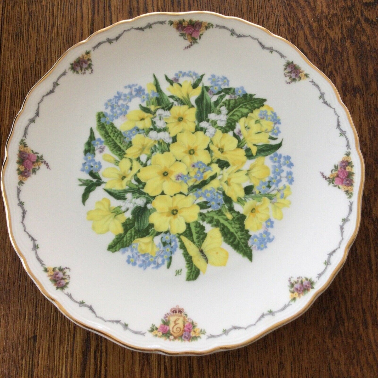 Royal Albert Queen Mother 1990 Collectible Plate ‘Favourite Flowers’ #3 Primroses Ltd Edition