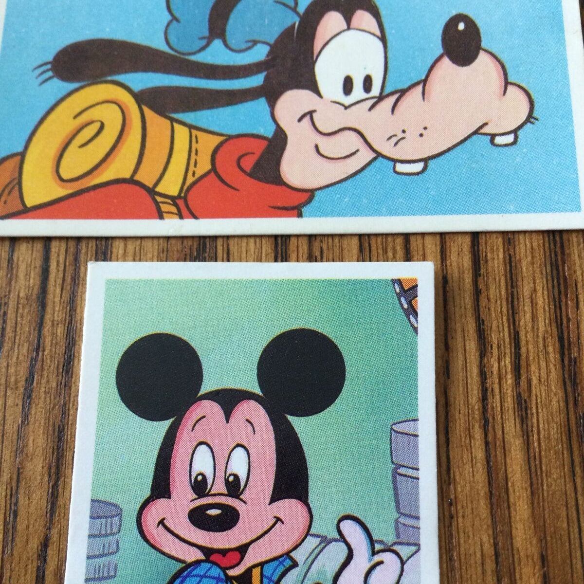 Vintage DISNEY Brooke Bond Tea Cards x2 - MICKEY MOUSE and GOOFY - 1989 - 80s Memorabilia