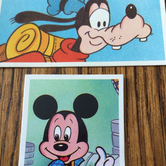 Vintage DISNEY Brooke Bond Tea Cards x2 - MICKEY MOUSE and GOOFY - 1989 - 80s Memorabilia