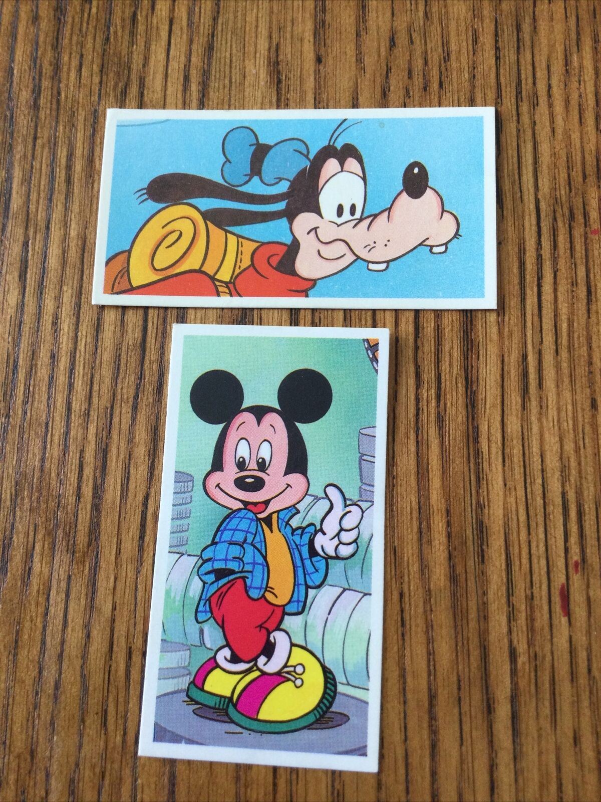 Vintage DISNEY Brooke Bond Tea Cards x2 - MICKEY MOUSE and GOOFY - 1989 - 80s Memorabilia