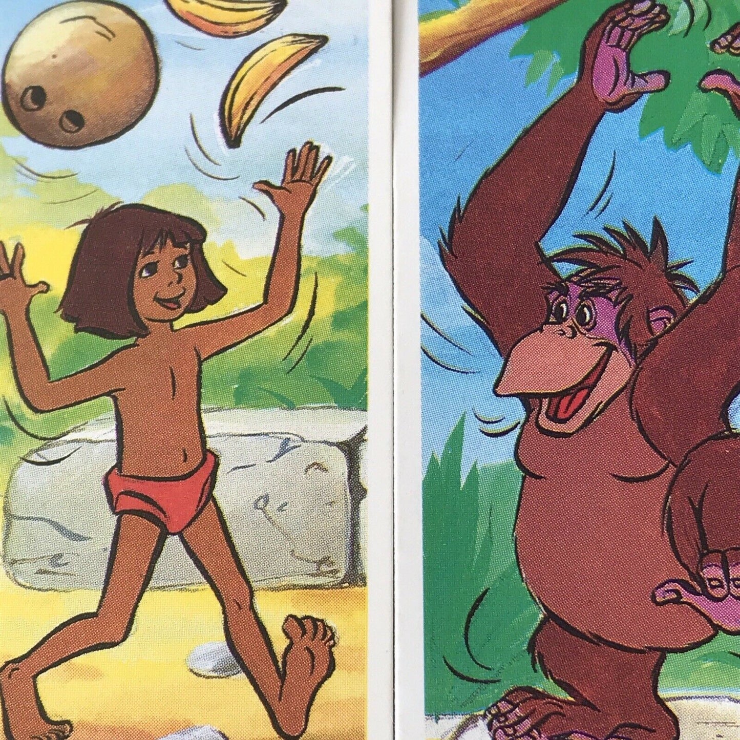 Vintage DISNEY Brooke Bond Tea Cards x2 - The Jungle Book - No. 20 MOWGLI and No. 21 KING LOUIE 1989