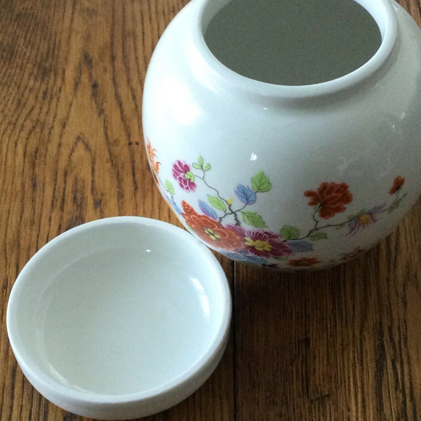 Vintage Sadler Ginger Jar / Lidded Pot. Floral Bright Multicoloured Orange Purple.