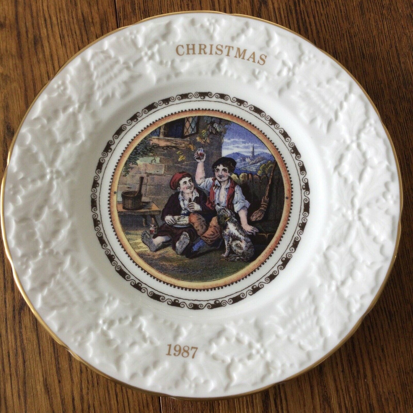 1987 Coalport Collectable Christmas Plate 1987 God Bless Us Every One Pratt Print