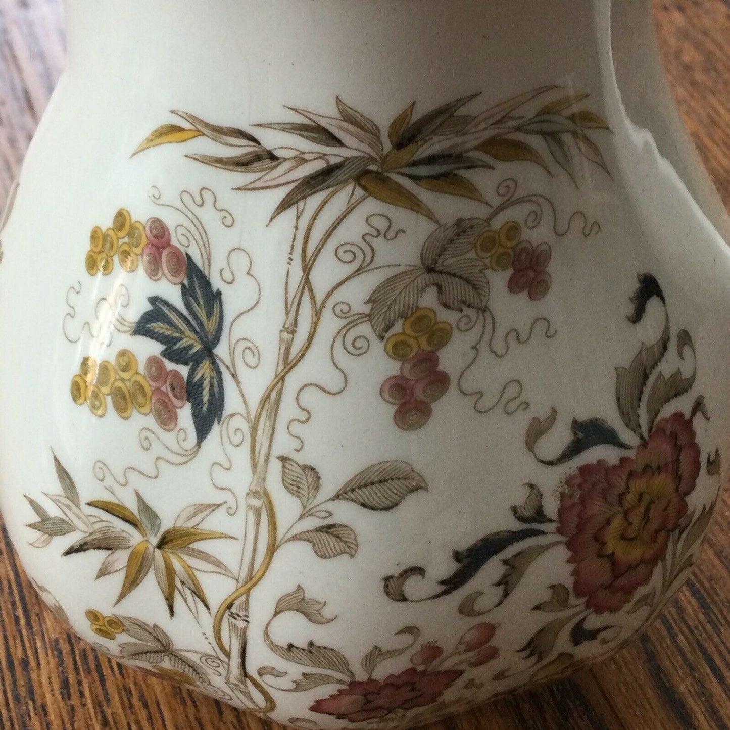Vintage Adams Floral Jug Small Approx 5” High. Muted Pinks Browns Mustard. VGC