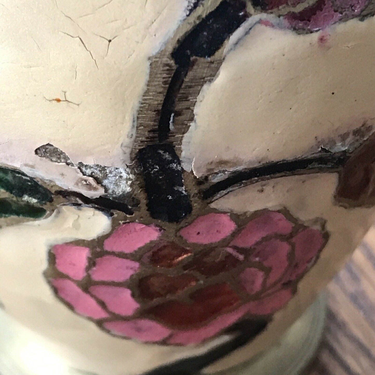 Small Indian Brass Urn With Cloisonne Floral Vintage Pink Cream Lidded 13cm High. Mothers Day Gift.