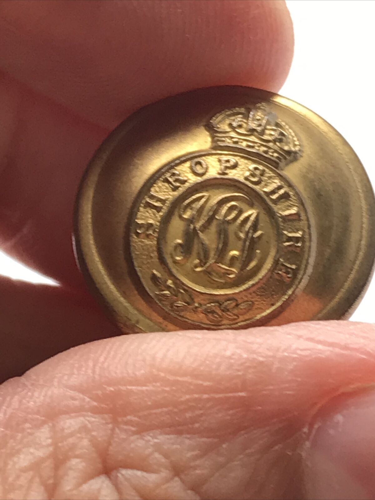 KINGS SHROPSHIRE LIGHT INFANTRY KSLI 19mm Brass Plated Button GAUNT