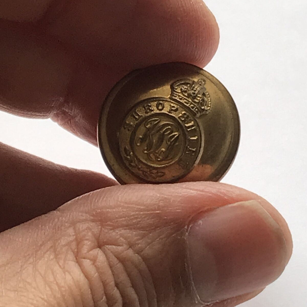 KINGS SHROPSHIRE LIGHT INFANTRY KSLI 19mm Brass Plated Button GAUNT