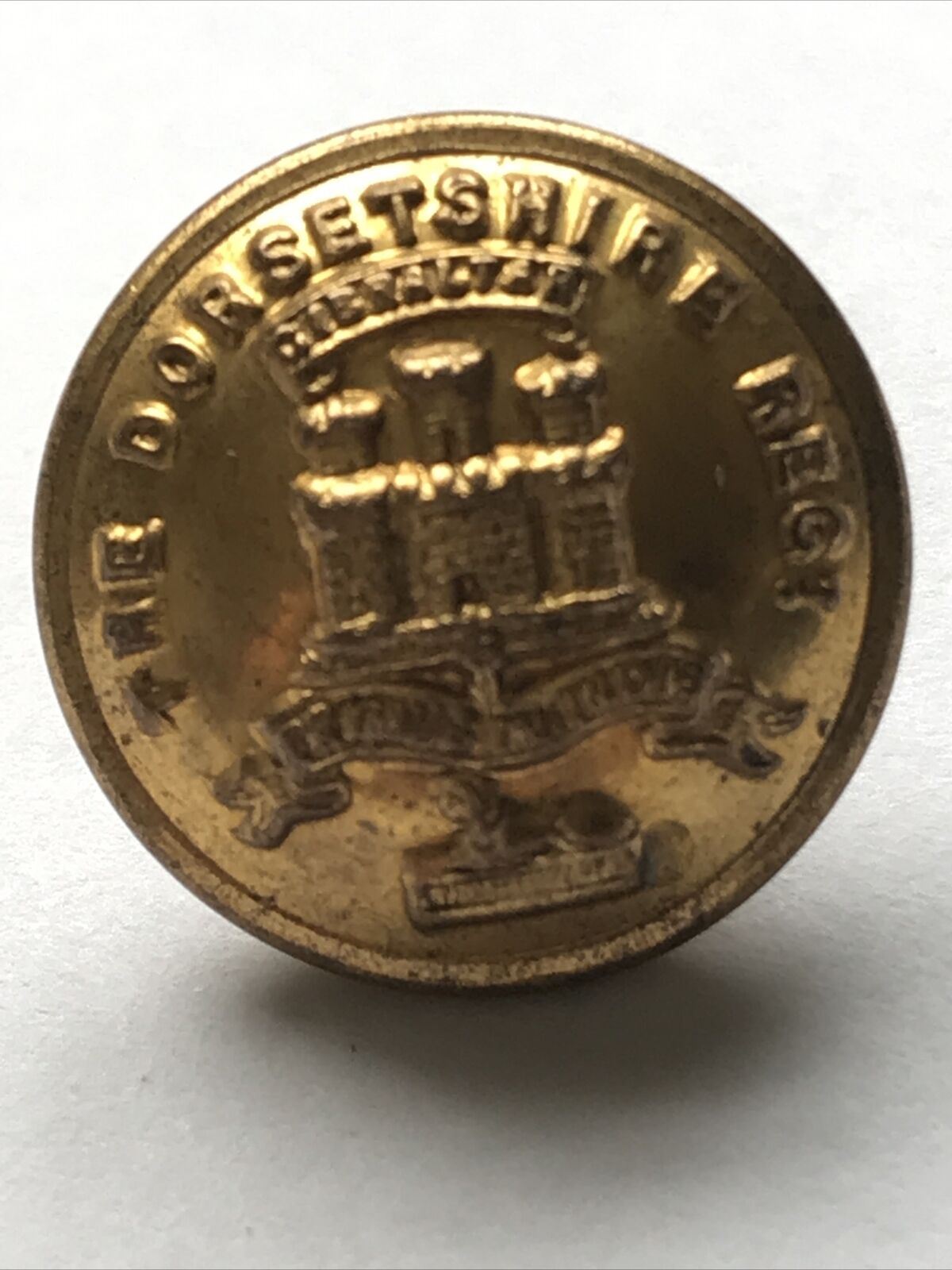 DORSETSHIRE REGIMENT UNIFORM BUTTON FIRMIN BRASS BRITISH ARMY MILITARY 17mm