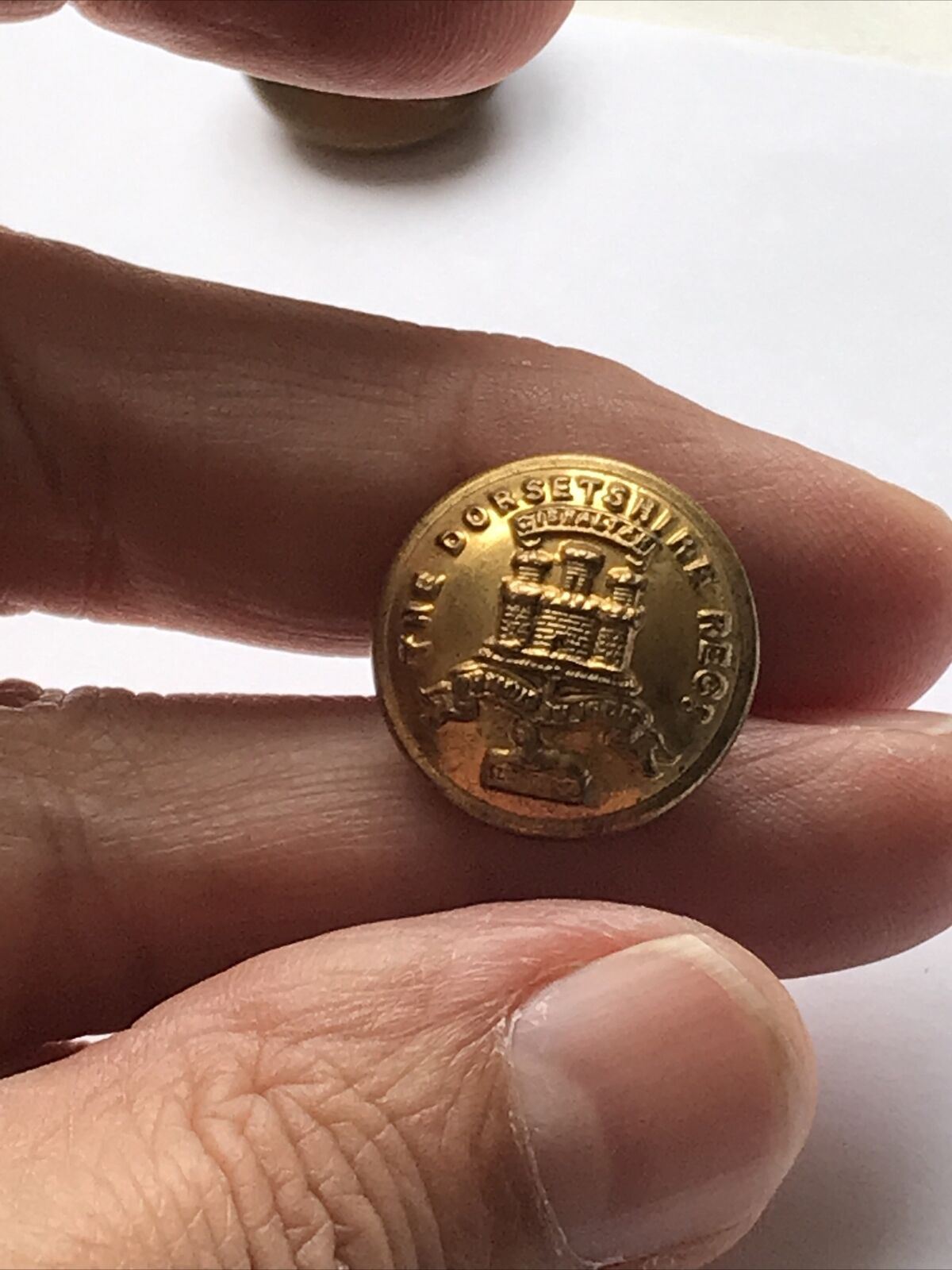 DORSETSHIRE REGIMENT UNIFORM BUTTON FIRMIN BRASS BRITISH ARMY MILITARY 17mm