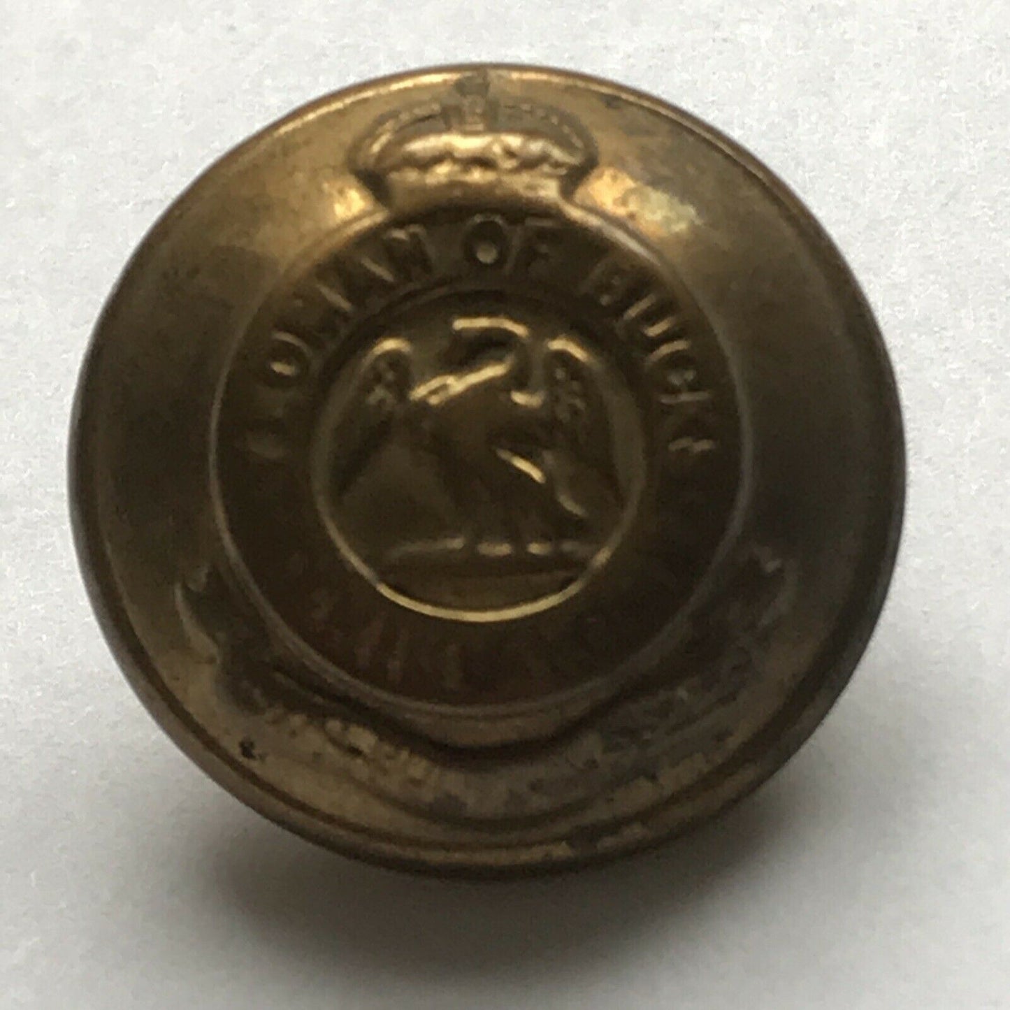 Royal Bucks Hussars Brass Plated Button - Yeoman Strike Home - British Army - Buckinghamshire