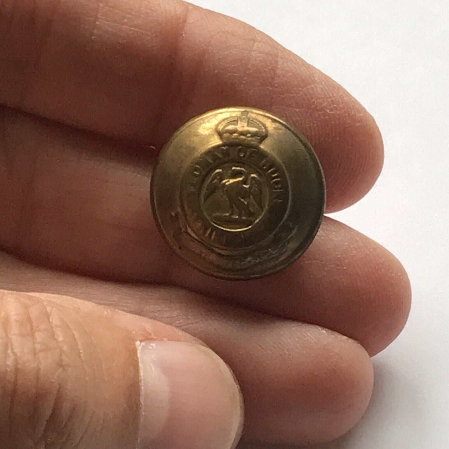 Royal Bucks Hussars Brass Plated Button - Yeoman Strike Home - British Army - Buckinghamshire