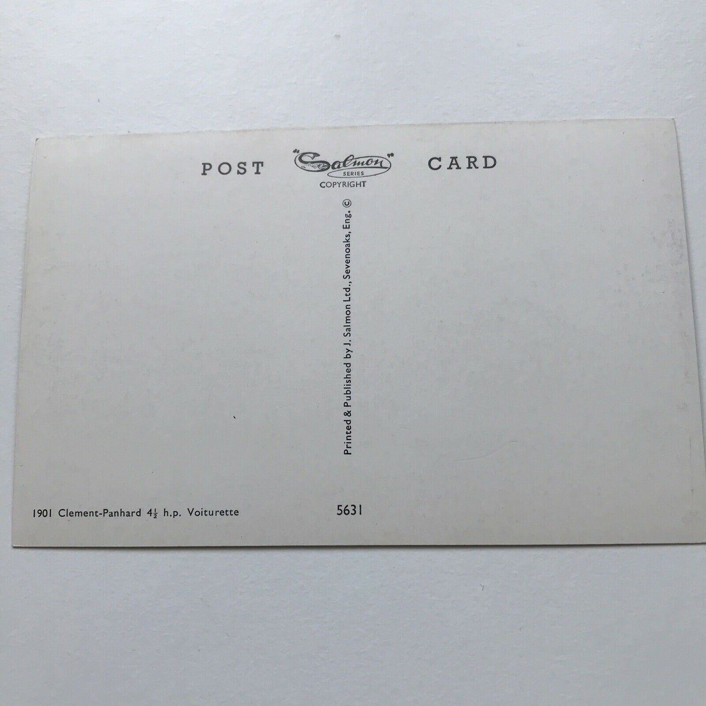 Vintage Car Postcard 1901 CLEMENT-PANHARD 4.5hp Voiturette. Photo From 1950s?