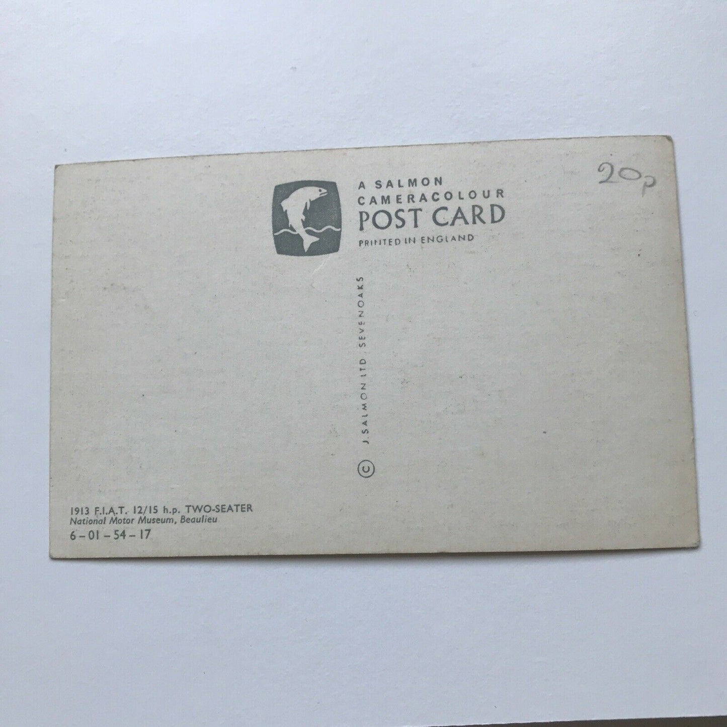 Vintage Car Postcard 1913 FIÂT 12/15hp TWO SEATER Beaulieu National Motor Museum