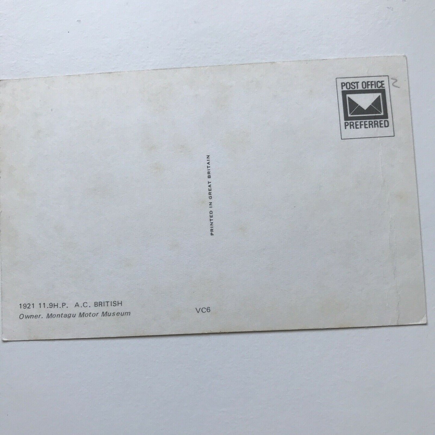 Vintage Car Postcard 1921 11.9hp A.C. British Montagu Motor Muséum