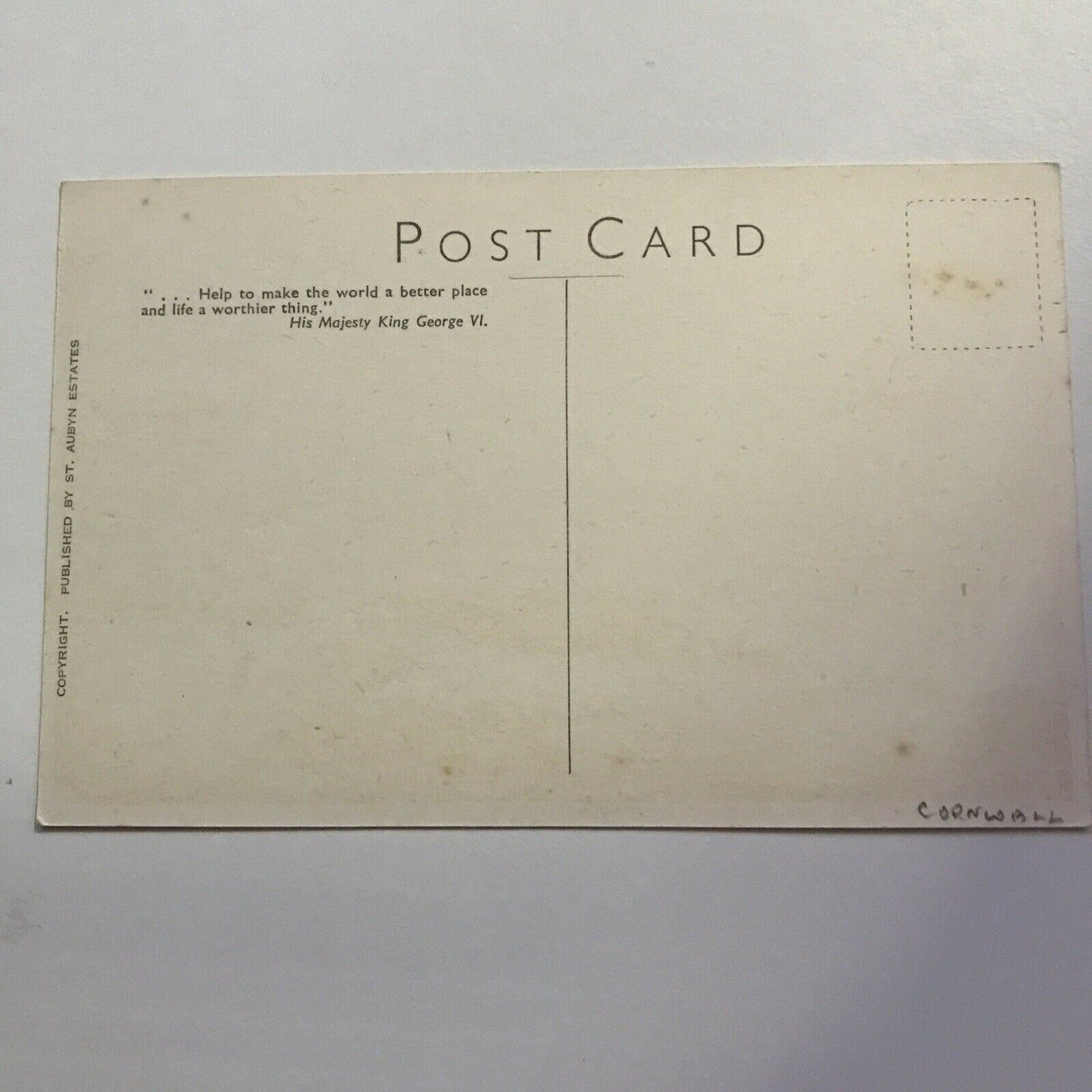 Vintage Postcard St Michaels Mount & Marazion. Quote From George VI. 1940-52