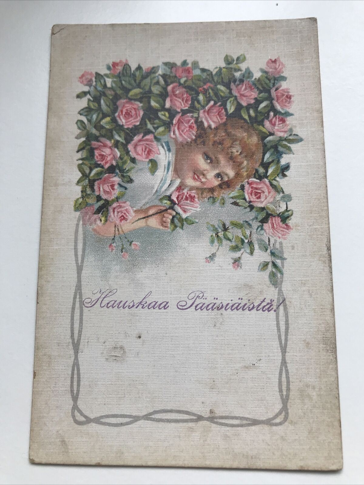 Vintage Greetings EASTER POSTCARD Finnish Finland Hauskaa Paasiaista Pretty