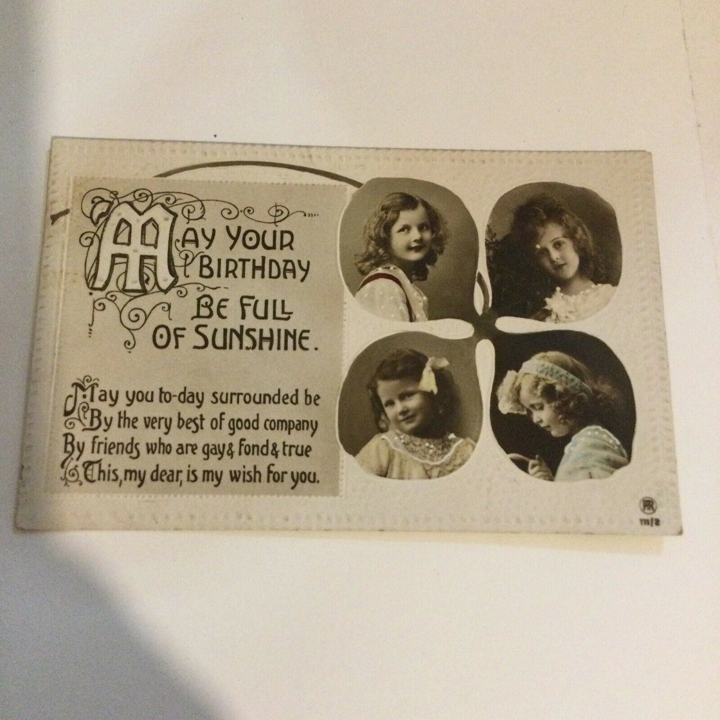 Antique Greetings Postcard Cute Children May Your Birthday Be Full Of Sunshine