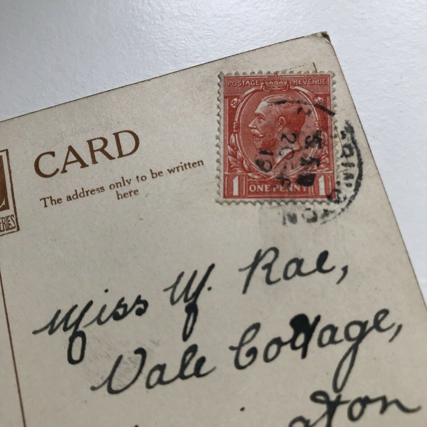 Antique Tinted Sepia POSTCARD HAPPY BIRTHDAY. Pretty Woman & Nice Poem 1919. Pink heart design.