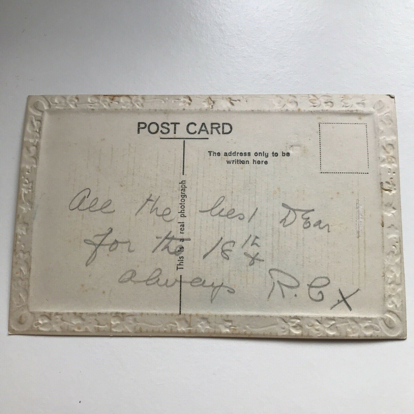 Antique Or Vintage Birthday Greetings Postcard Pink Roses Forget-me-nots Poem