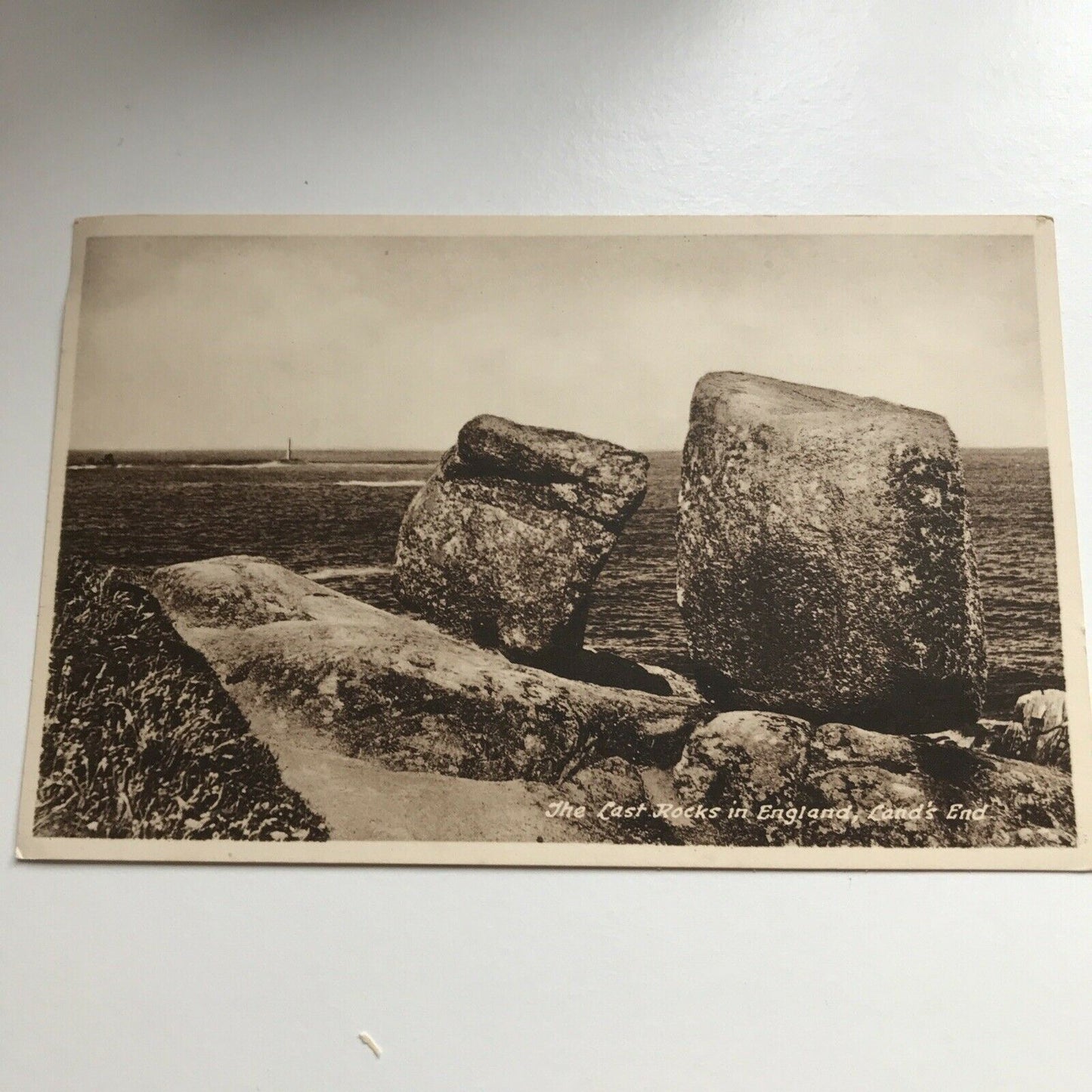 Vintage Black & White Postcard THE LAST ROCKS IN ENGLAND LANDS END Seascape