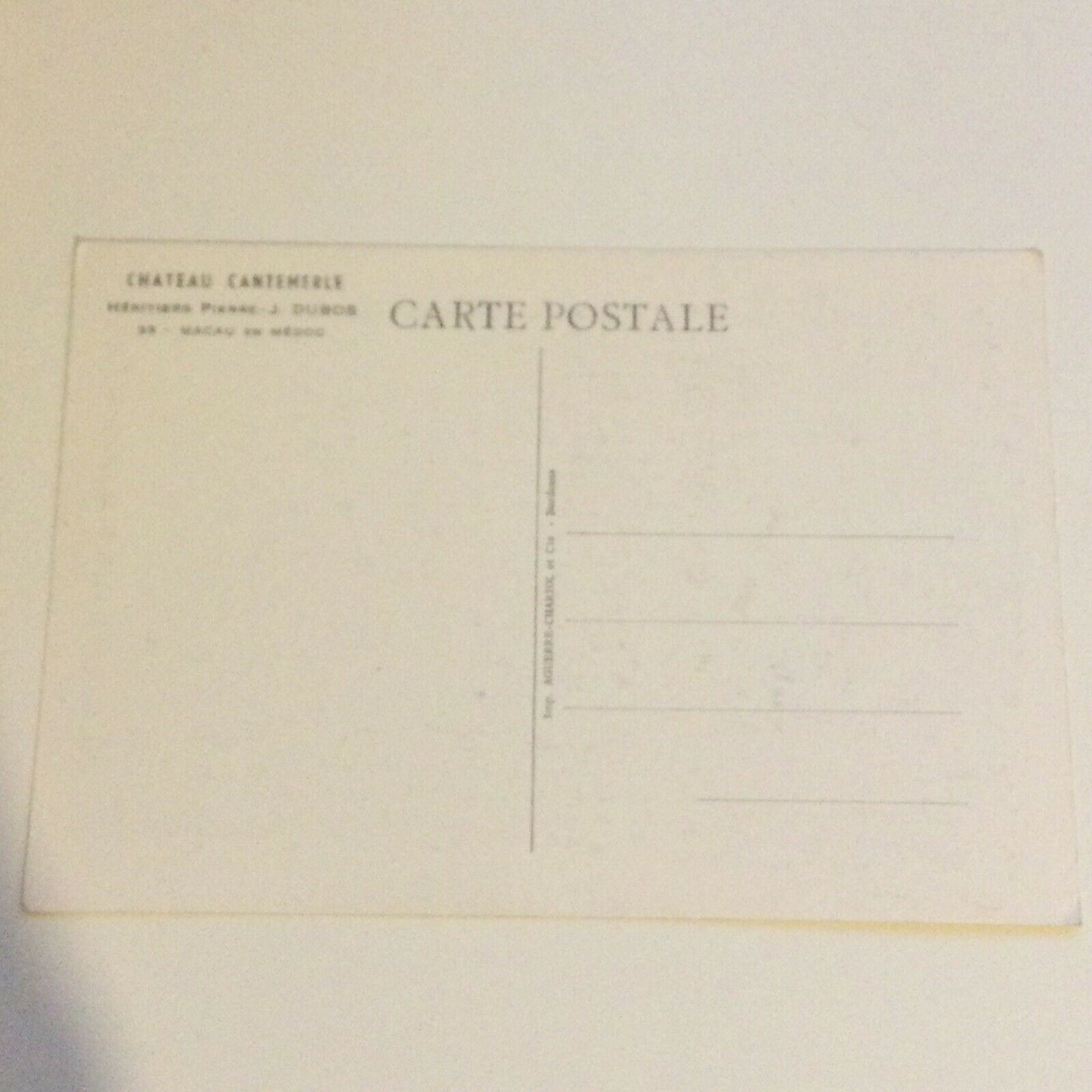 Vintage Sepia Postcard Chateau Cantemerle Picture And History In French. Unposted.
