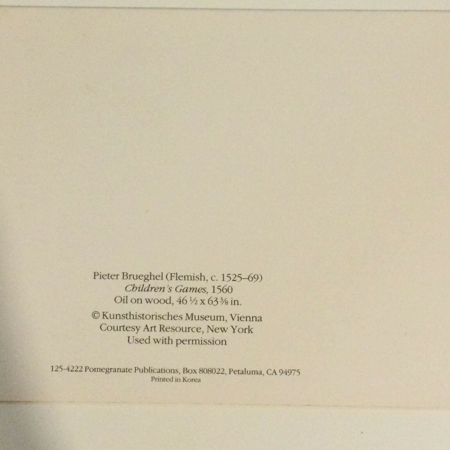 PIETER BRUEGHEL - Children’s Games - Blank Card - ###No Envelope###