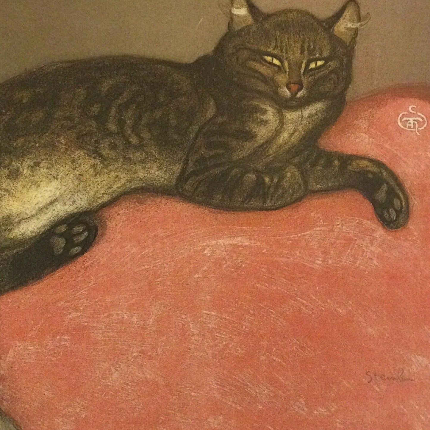 Theophile-Alexandre Steinlen - Winter, Cat On A Cushion. Blank Card, No Envelope