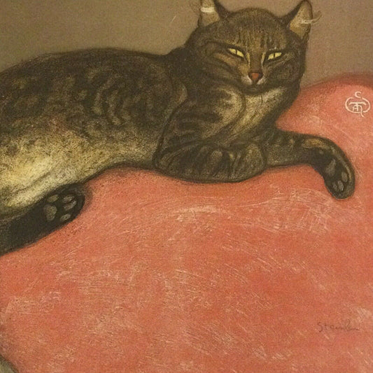 Theophile-Alexandre Steinlen - Winter, Cat On A Cushion. Blank Card, No Envelope