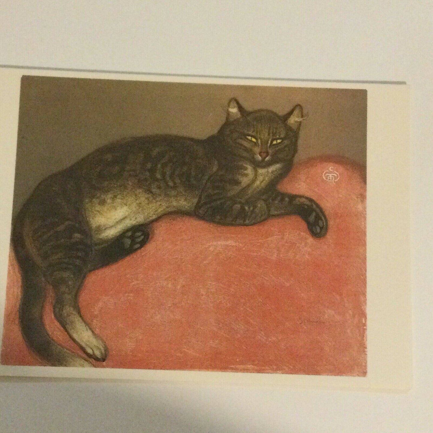Theophile-Alexandre Steinlen - Winter, Cat On A Cushion. Blank Card, No Envelope