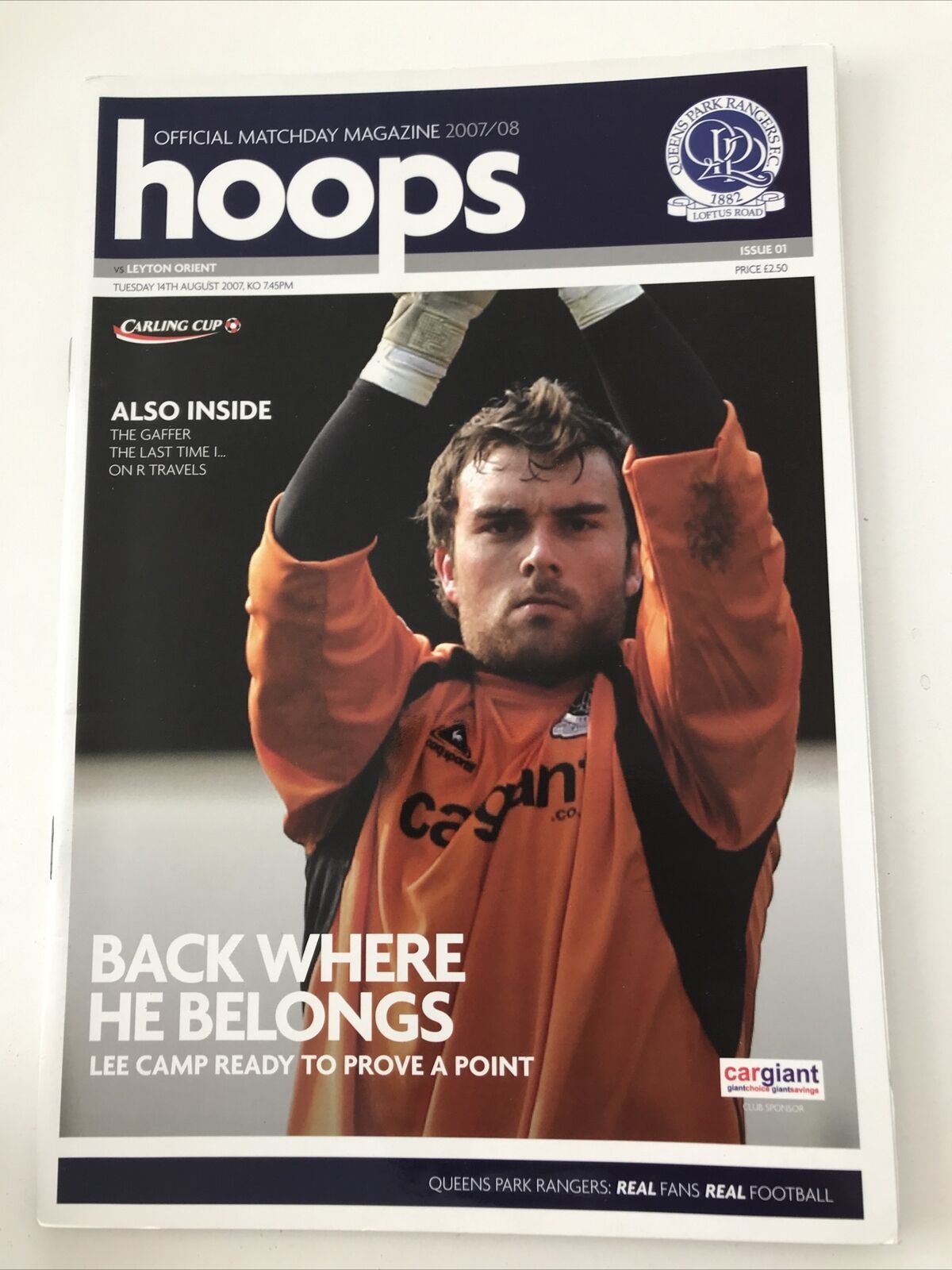 2007 Football Programme Matchday Magazine Hoops QPR V LEYTON ORIENT CARLING CUP