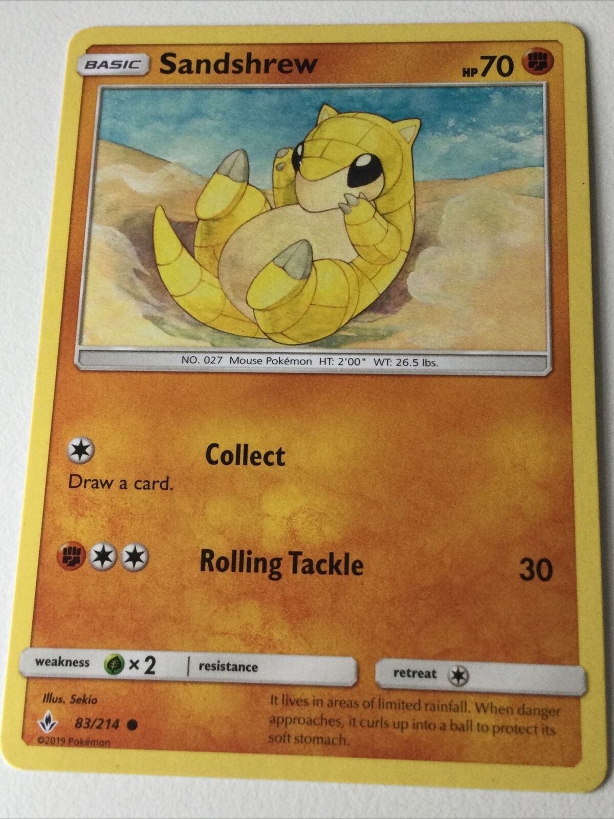 83/214 SANDSHREW Pokemon 2019 NM/Mint