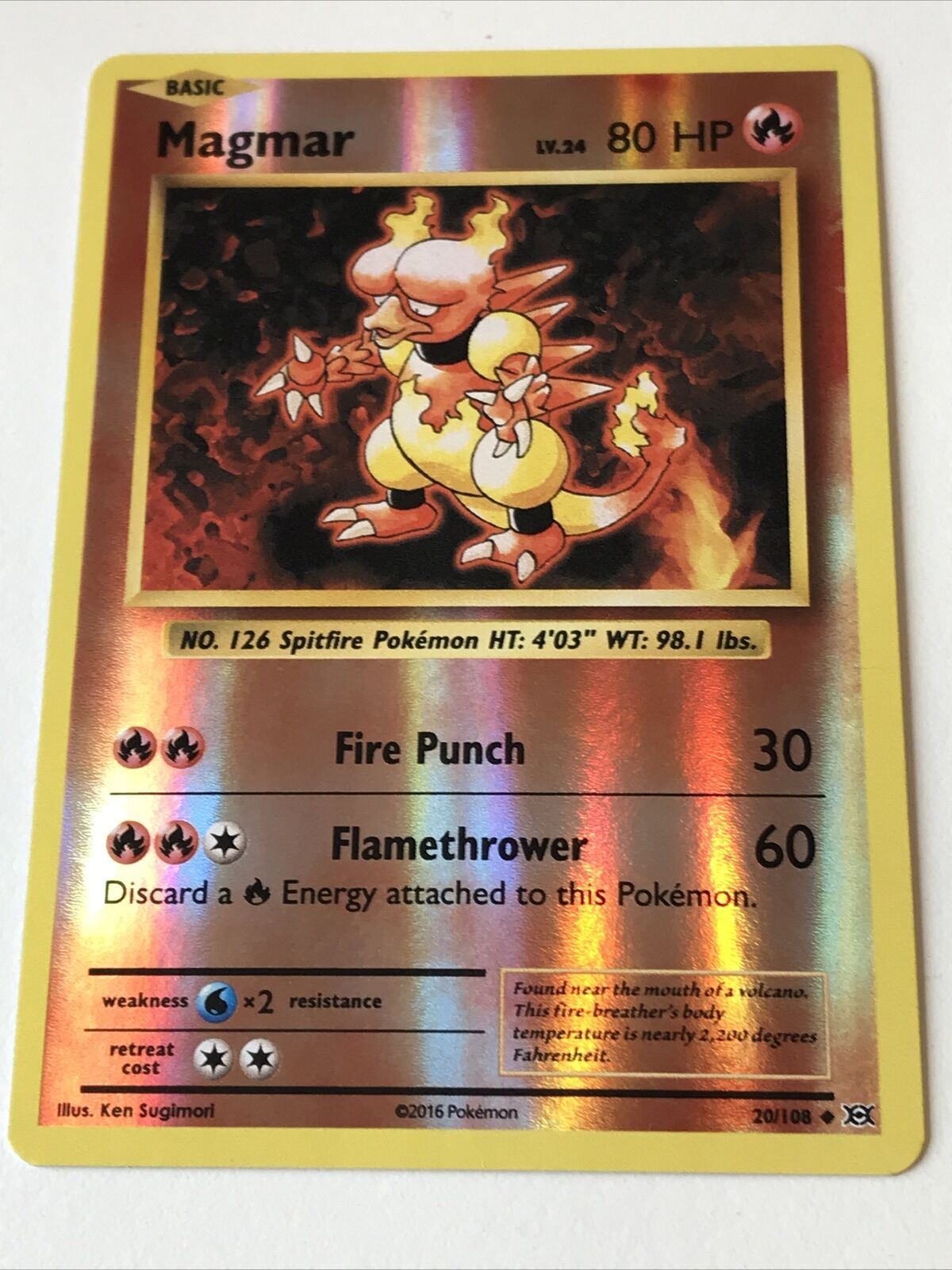 2016 Pokemon Card MAGMAR 20/108 Pack Fresh HOLO