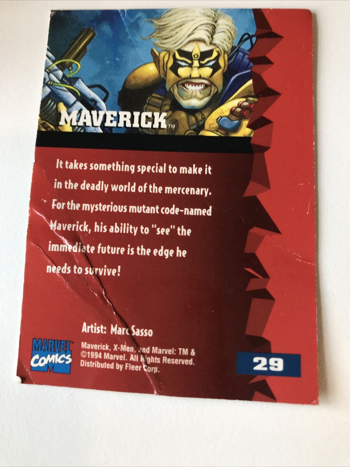 MAVERICK Vintage Marvel 1995 95 Fleer Ultra 90s Trading Card #29 X-Men Mutant