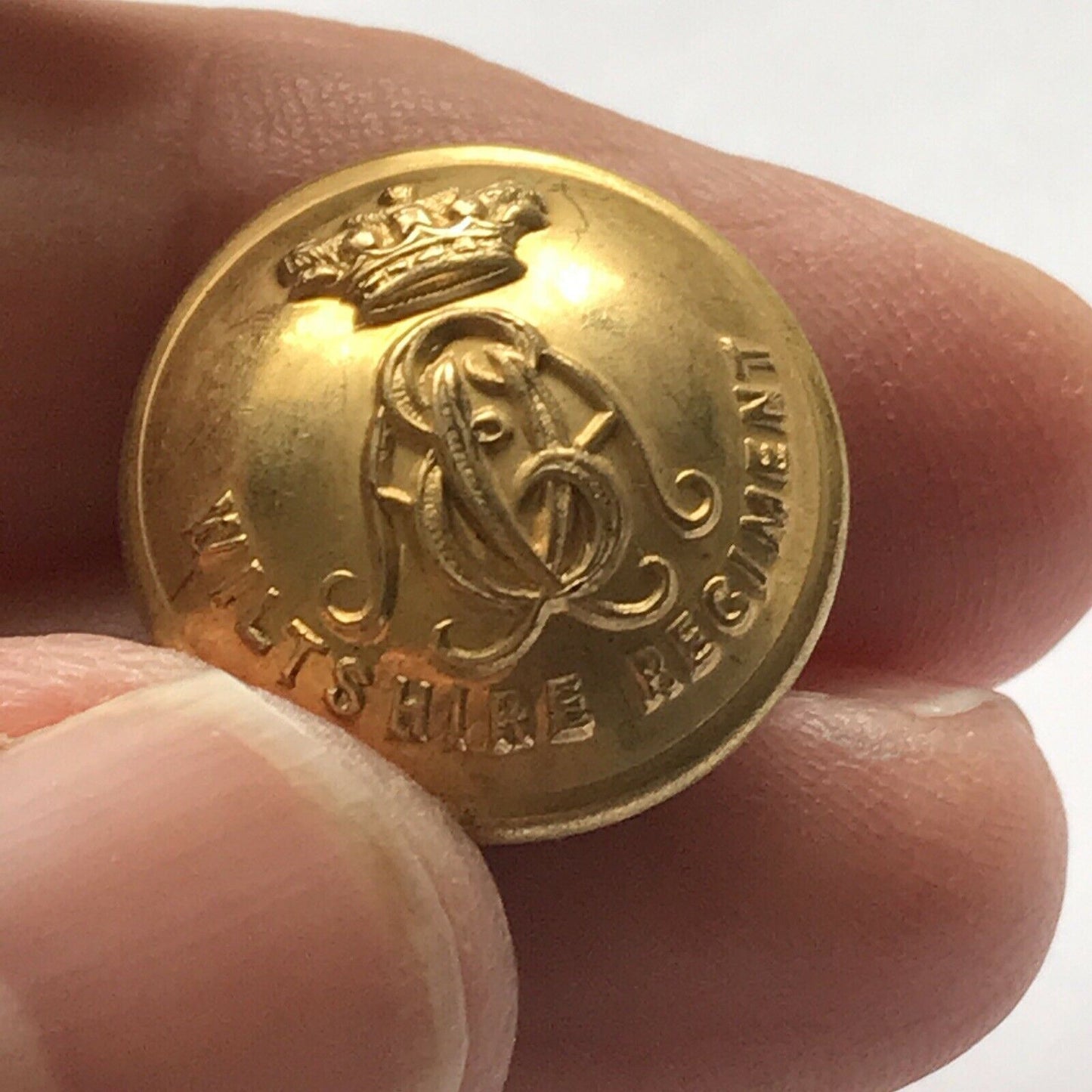 Wiltshire Regiment Brass Plated Button - Firmin - Officer Uniform - Approx 18mm - British Army